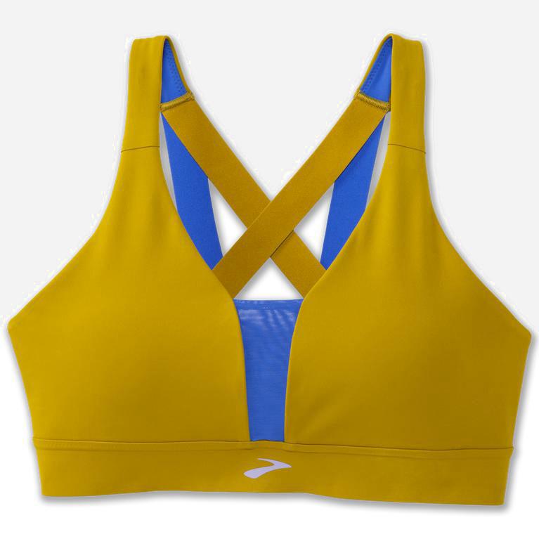 Brooks Drive Plunge Australia - Women's Running Bra - Golden Hour/Bluetiful (723140-PBW)